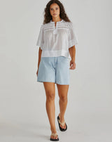 Pammi Ruffle Yoke Blouse - White