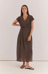 Elba Ruched Waist Dress-Polka Dot