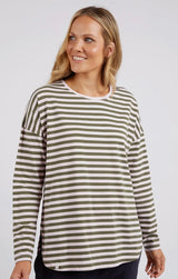 Lauren Long Sleeve Powder Pink & Khaki Stripe