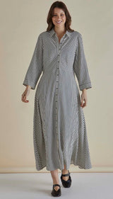 Crinkle Dress - Black n White Stripe