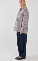 Claudia Stripe Shirt- Choc Blue