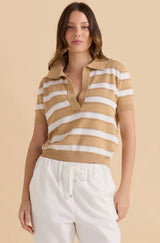 Salford Knit Polo-Beige /White