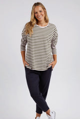Lauren Long Sleeve Powder Pink & Khaki Stripe