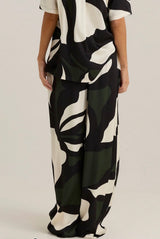Tarni Satin Pant-Iris Abstract Print