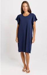 Celene Frill Dress - T- Shirt - Navy