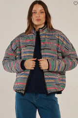 Finch Reversible Jacket-Rainbow Houndstooth