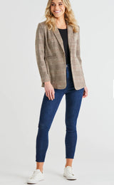 Portsea Light Weight Blazer- Mocha Plaid