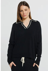 Makenna Polo Sweater -Black Knit