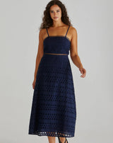 Kali Broderie Dress-Navy