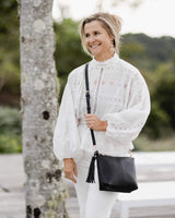 Kasey Stripe Crossbody Bag-Black