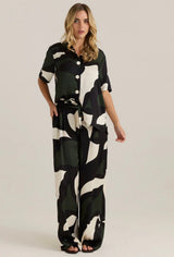 Tarni Satin Pant-Iris Abstract Print