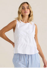 Elin Gathered Tie top - White