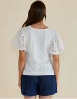 Lottie Embroidered Tee- White