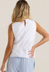 Elin Gathered Tie top - White