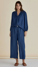 London Lyocell Blouse-Dark Indigo