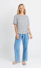 Knot Tee - White/Navy Stripe