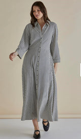 Crinkle Dress - Black n White Stripe