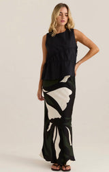 Elin Gathered Tie Top-Black