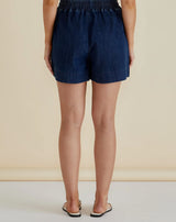 Relaxed Denim Shorts-Dark Blue