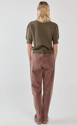 Esti Pointelle Knit Tee-Khaki