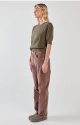 Esti Pointelle Knit Tee-Khaki