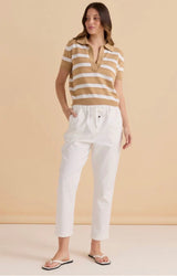 Salford Knit Polo-Beige /White