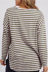 Lauren Long Sleeve Powder Pink & Khaki Stripe