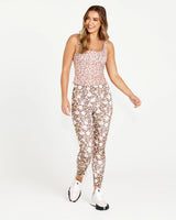 Alessia Reversible Active Leggings- Chocolate Floral / Pink Cheetah