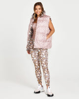 Alessia Reversible Active Leggings- Chocolate Floral / Pink Cheetah