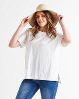 Mia Split Hem Tee White