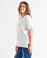 Mia Split Hem Tee White