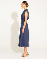 A Walk In The Park Linen Dress Navy