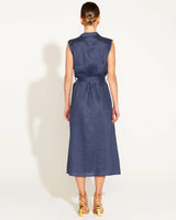 A Walk In The Park Linen Dress Navy