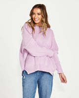 Leora Oversized Relaxed Knit Jumper Lilac