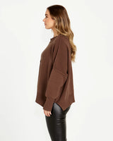 Leora Oversized Relaxed Knit Jumper Chocolate