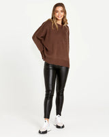 Leora Oversized Relaxed Knit Jumper Chocolate