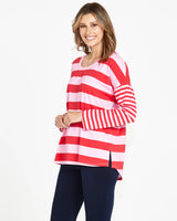 Betty Boxy Tee Red/ Pink Stripe