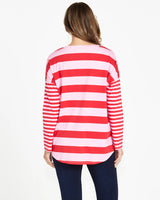 Betty Boxy Tee Red/ Pink Stripe