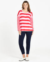 Betty Boxy Tee Red/ Pink Stripe