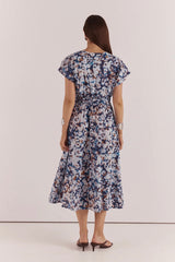 Nazalia Tie Waist Dress-Violet Floral