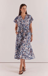 Nazalia Tie Waist Dress-Violet Floral