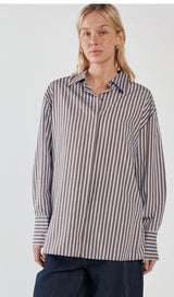 Claudia Stripe Shirt- Choc Blue
