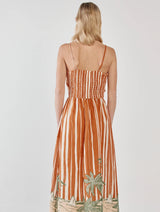 Mina Strapless Dress -Palm Stripe
