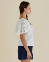 Lottie Embroidered Tee- White