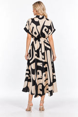 Geometric Twist Dress- Black /Cream