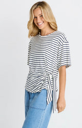 Knot Tee - White/Navy Stripe