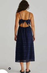 Kali Broderie Dress-Navy
