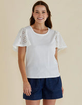 Lottie Embroidered Tee- White