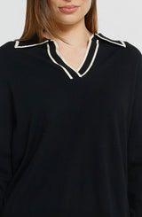 Makenna Polo Sweater -Black Knit