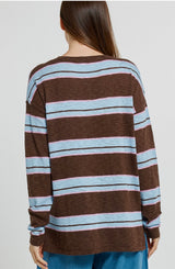 Natasha Knit Top-Choc/Blue/Pink Stripe